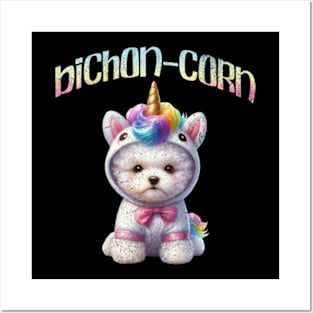 Bichon-corn Kawaii Bicon Frise Unicorn Dog Pastel Puppy Posters and Art